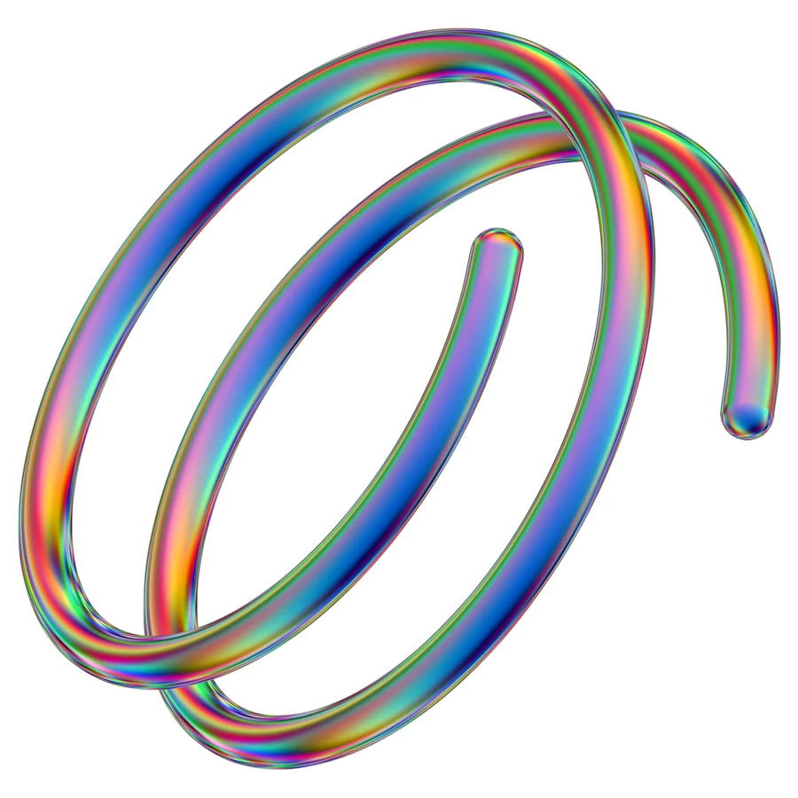 潮流酸性全息金属镭射机能彩虹3D立体几何图形png免抠图片素材【028】